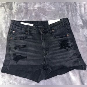 AMERICAN EAGLE Ripped Black Jean Shorts